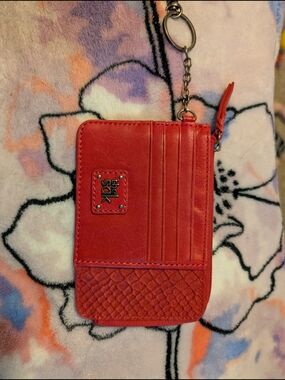 The Sak Pink Leather Card Holder Wallet with Keyring